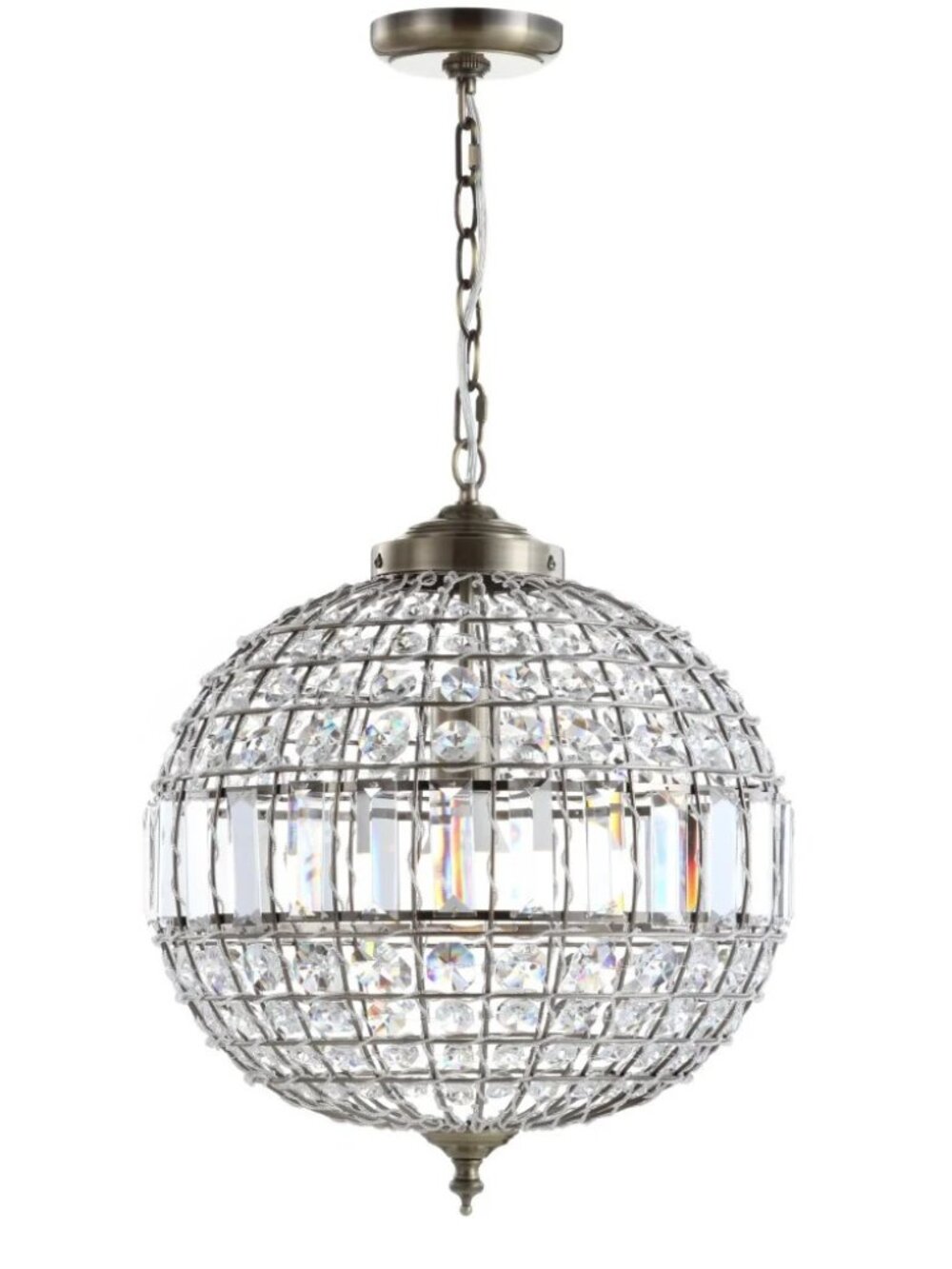 JONATHAN Y Georgina Crystal/Metal LED Chandelier Pendant  16" Model No. JYL6110B